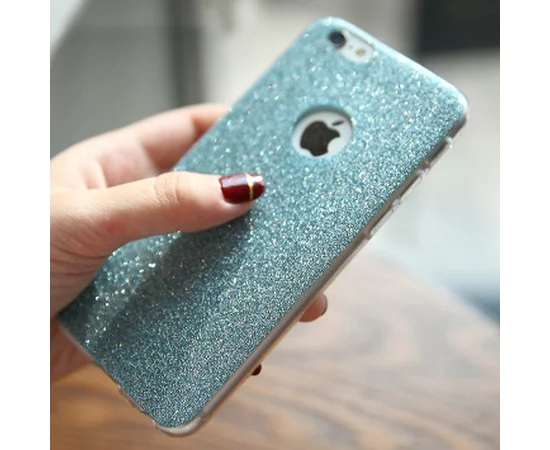Силиконовый бирюзовый чехол с блестками для iPhone 6 Plus/6S Plus