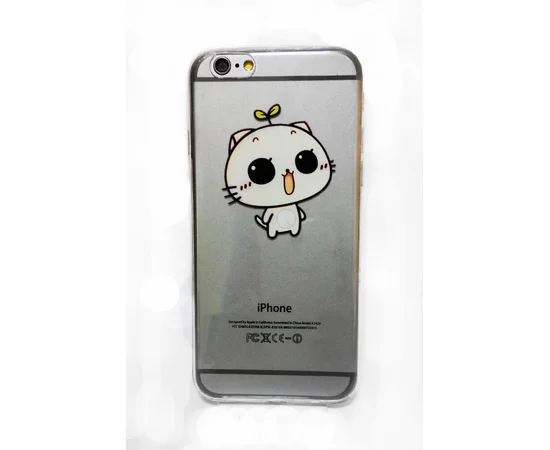 Чехол "Котик" силиконовый для iPhone 6/6S с заглушками