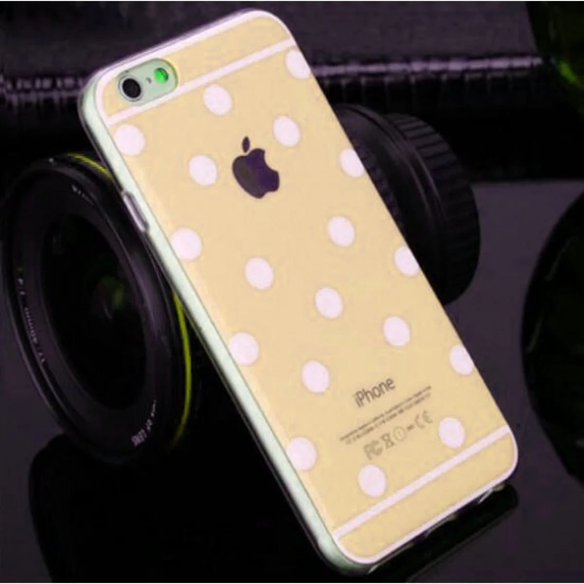 Золотой силиконовый чехол "Горошек" для iPhone 6/6S