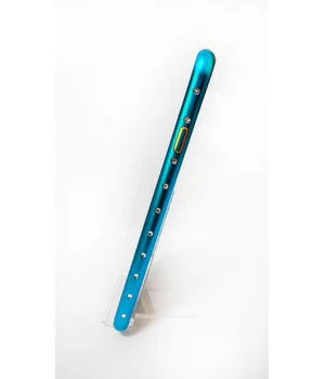 Алюминиевый ультратонкий голубой бампер со стразами для iPhone 6/6S