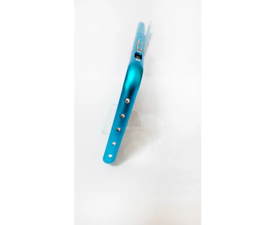 Алюмінієвий ультратонкий блакитний бампер зі стразами для iPhone 6 / 6S