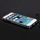 Алюмінієвий чорний бампер зі стразами для iPhone 6 / 6S