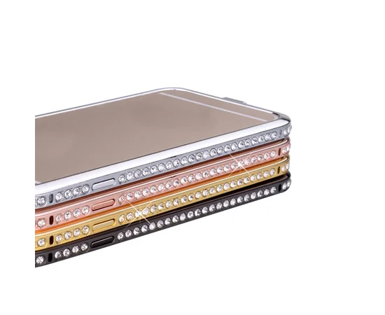 Алюмінієвий чорний бампер зі стразами для iPhone 6 / 6S