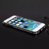 Алюмінієвий чорний бампер зі стразами для iPhone 6 / 6S