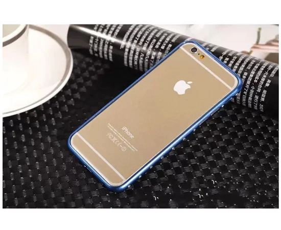 Алюминиевый ультратонкий синий бампер со стразами для iPhone 6/6S