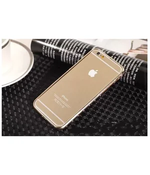 Алюминиевый ультратонкий золотой бампер со стразами для iPhone 6/6S