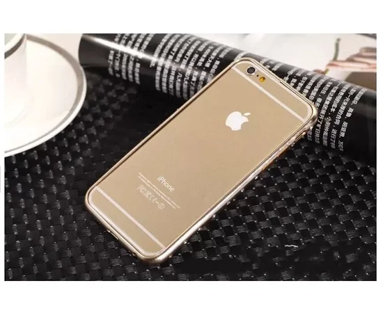 Алюминиевый ультратонкий золотой бампер со стразами для iPhone 6/6S