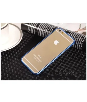 Алюмінієвий ультратонкий синій бампер зі стразами для iPhone 6 / 6S
