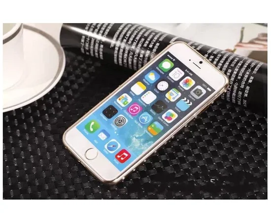 Алюмінієвий ультратонкий золотий бампер зі стразами для iPhone 6 / 6S