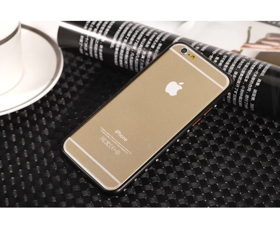 Алюмінієвий ультратонкий чорний бампер зі стразами для iPhone 6 / 6S