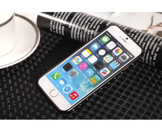 Алюмінієвий ультратонкий чорний бампер зі стразами для iPhone 6 / 6S