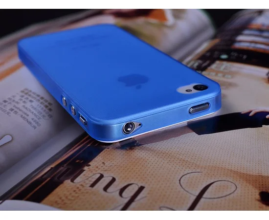 Ультратонкий чехол "Ultrathin 0.3mm" синий для iPhone 4/4S