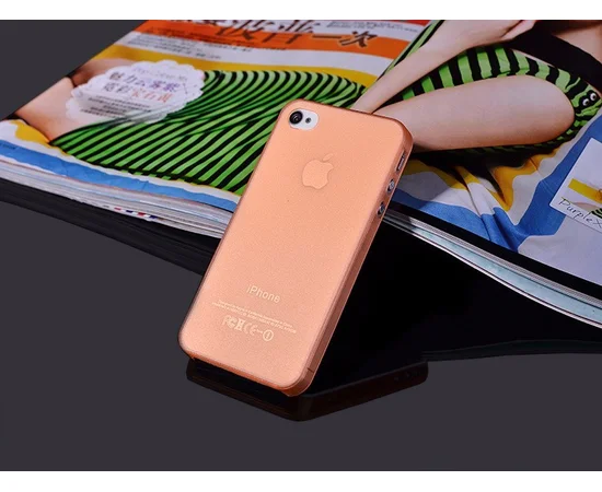 Ультратонкий чехол "Ultrathin 0.3mm" оранжевый для iPhone 4/4S