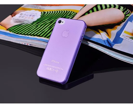 Ультратонкий чехол "Ultrathin 0.3mm" фиолетовый для iPhone 4/4S