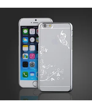 Чохол "Метелик" пластиковий для iPhone 6 Plus / 6S Plus срібний зі стразами