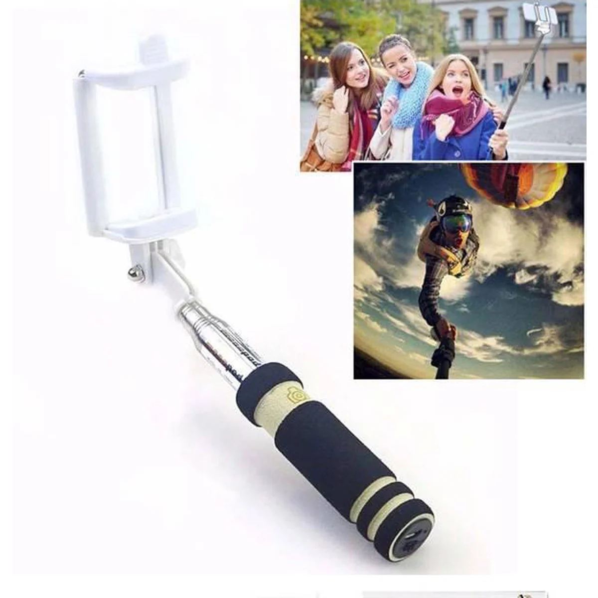 Компактный черный монопод для "селфи" 14-48 см